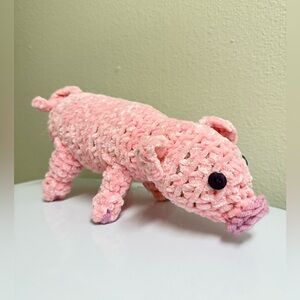 Handmade Pink Crochet Pig Plush